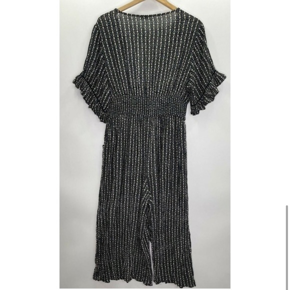 Patrons Of Peace Black Flower Power Cropped Jumpsuit Size Medium (fits like Lg) - Picture 5 of 9